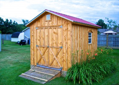 Amish Shed with Double Doors & Red Roof